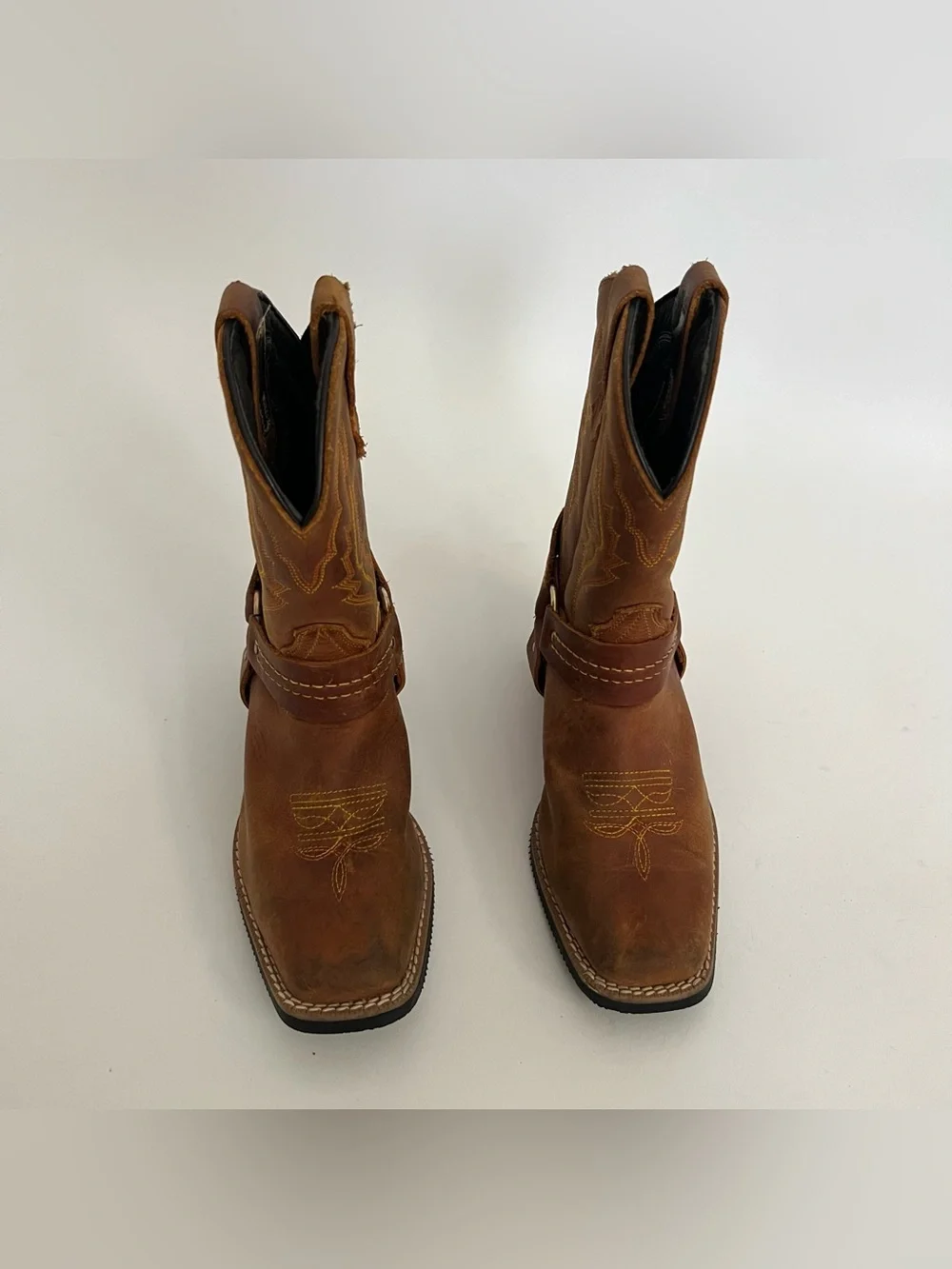 Caballo dorado kids brown leather cowboy boots